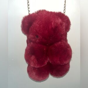 Red Bear with Gold Chain Crossbody Bag